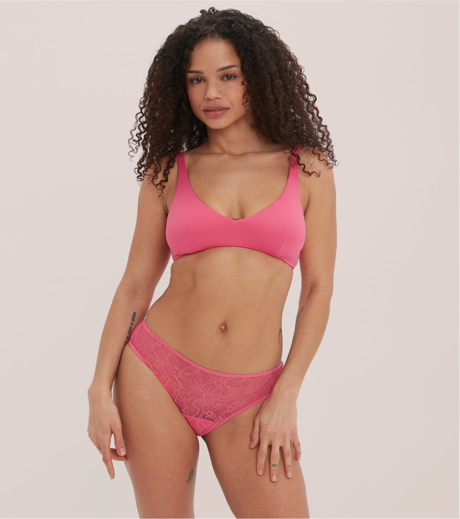 All Lace Brief - Recycled Nylon - Pink