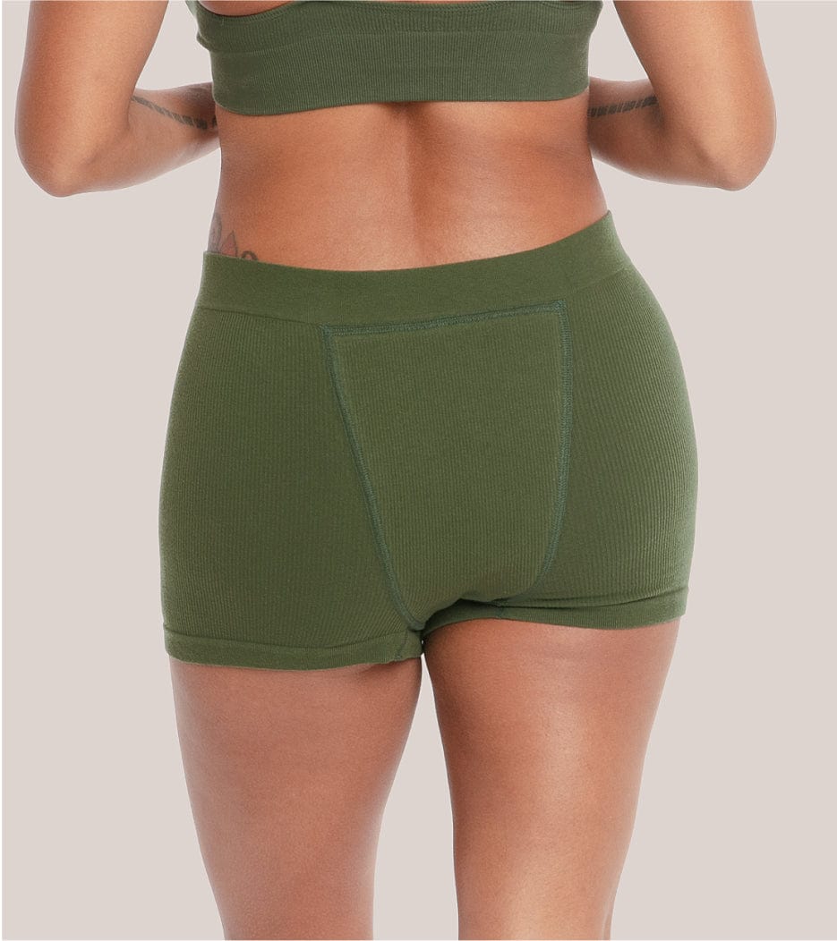 Seamless Ribbed Boxer Short - Forest green