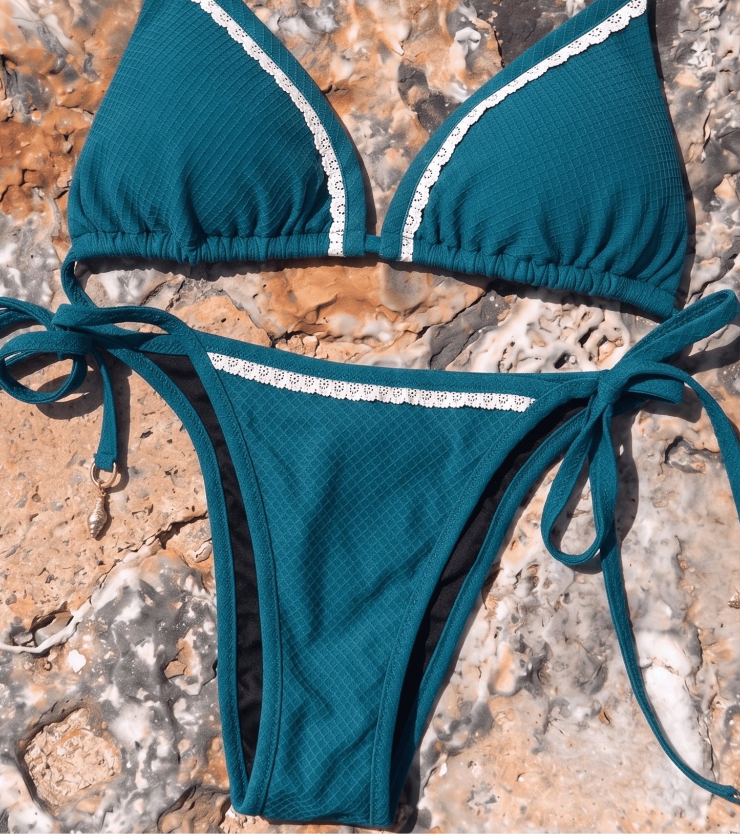 Zwemkleding - Waffle - Brief - Donker turkoois