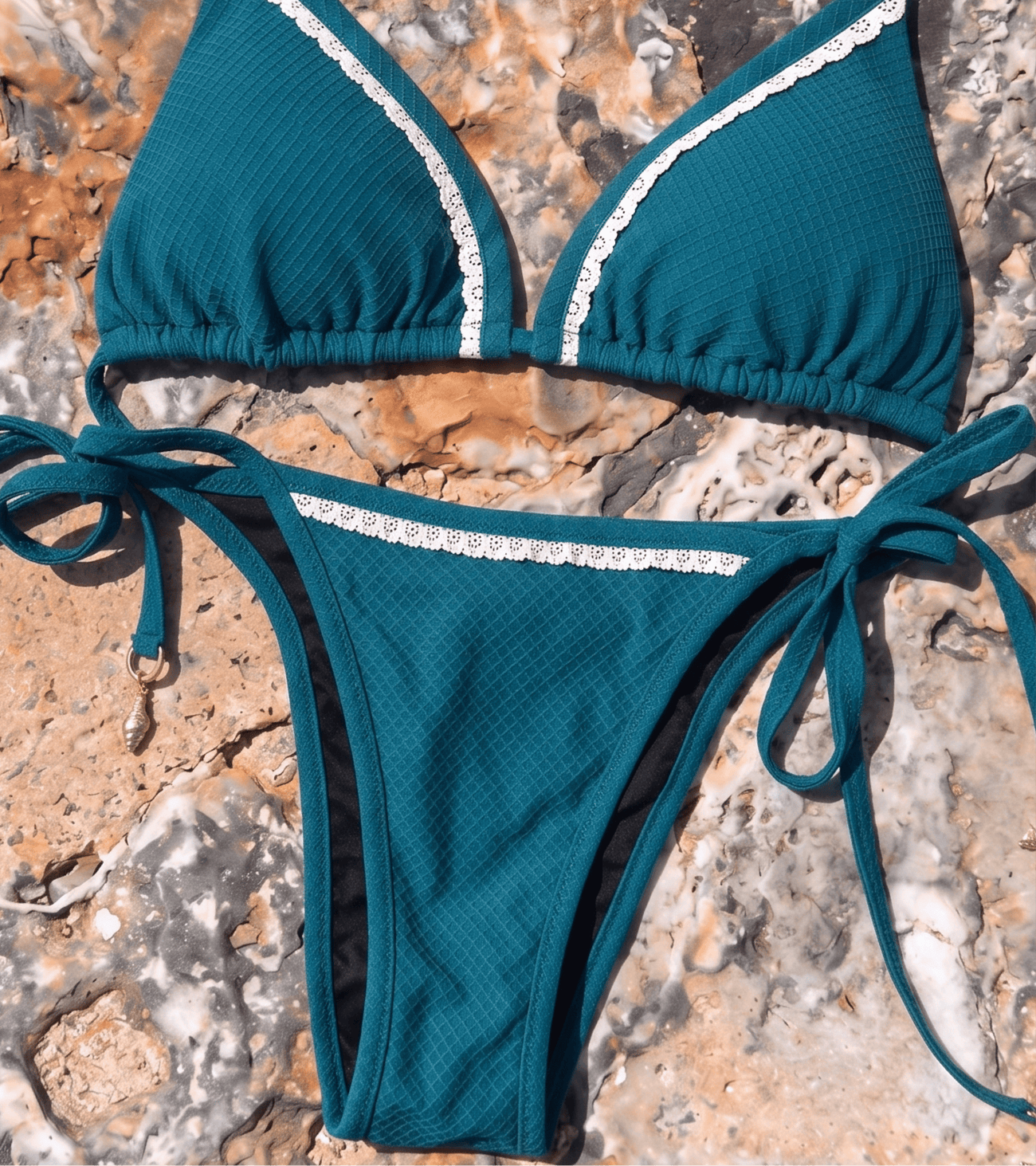 Zwemkleding - Waffle - Brief - Donker turkoois