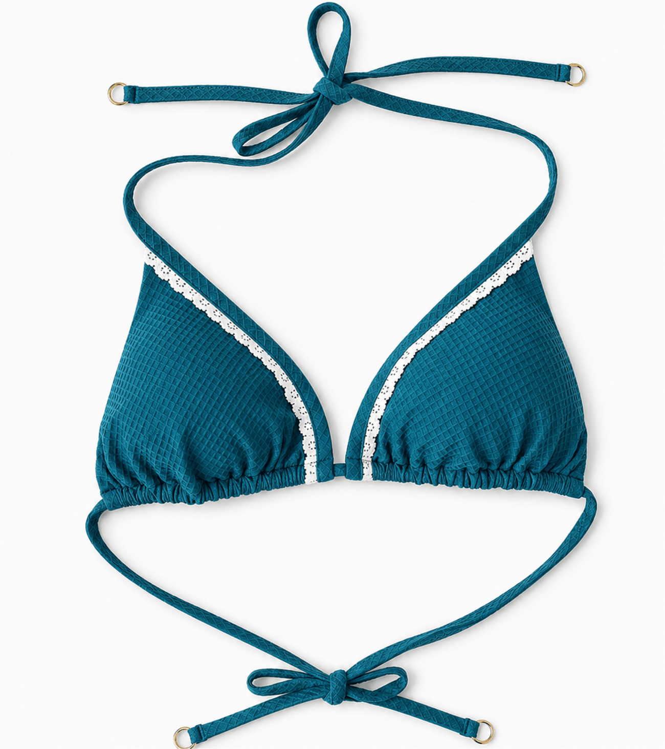 Zwemkleding - Waffle - Triangle - Top - Donker turkoois